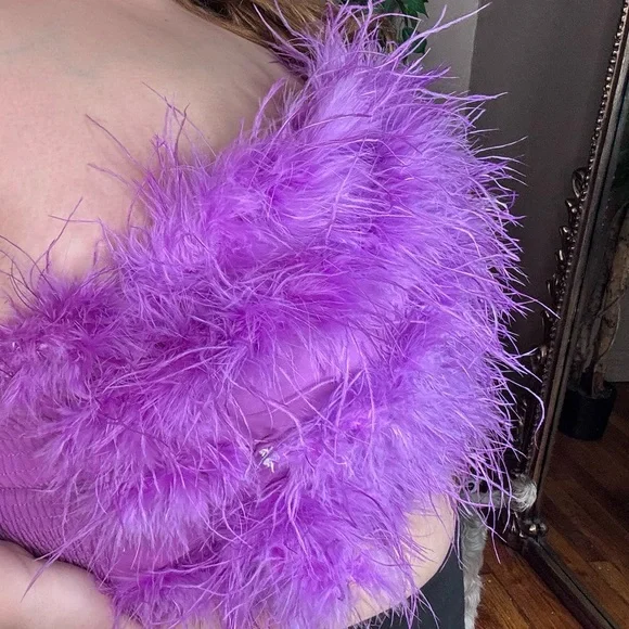 Purple feather tube top - Picture 3 of 4